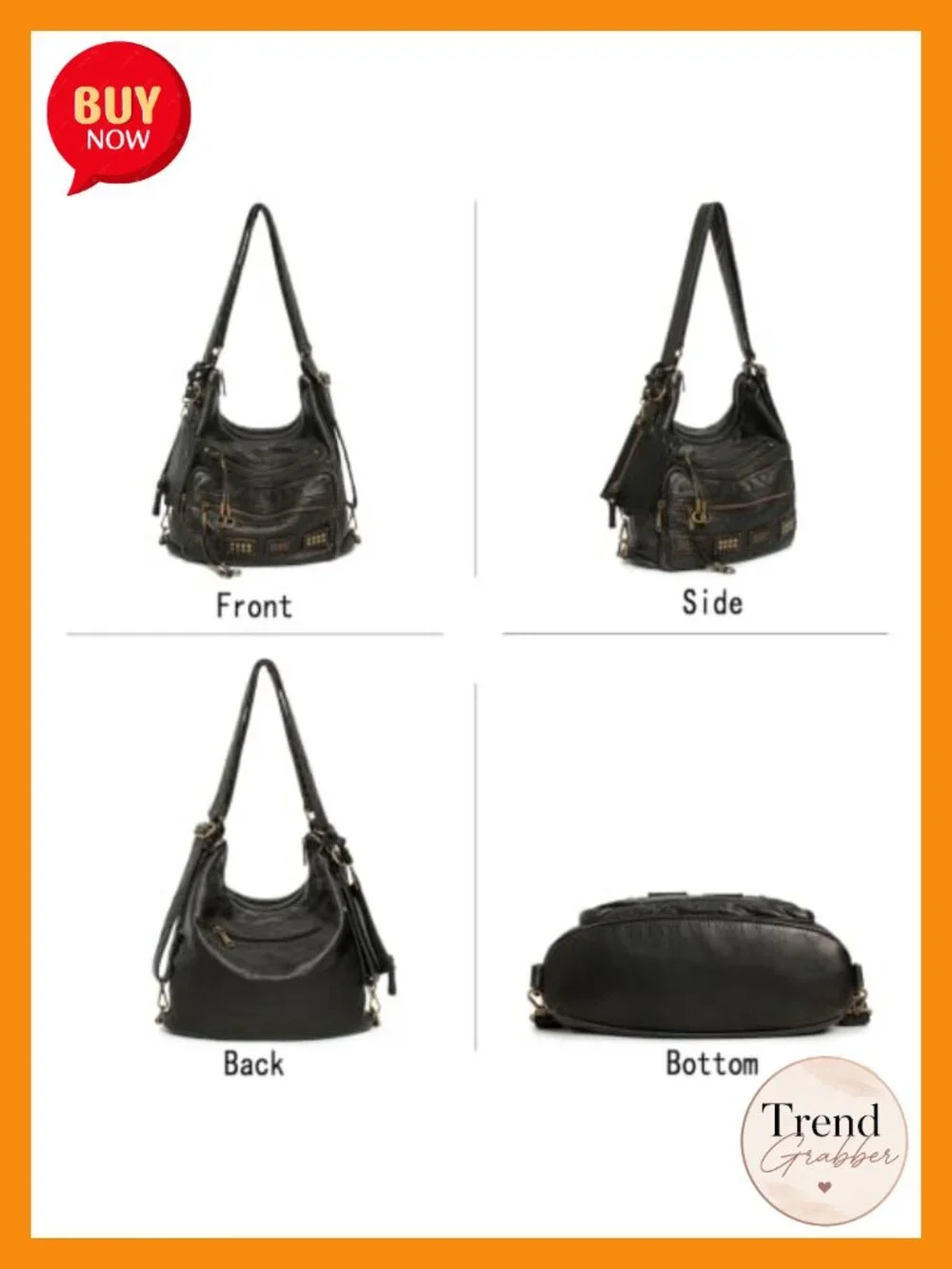 Vegan Leather Hobo Bag, Y2K Vintage Shoulder Purse, Fits 12-Inch Laptop